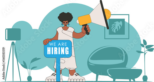 The theme is Human Resource. A woman is holding a megaphone in her hands.