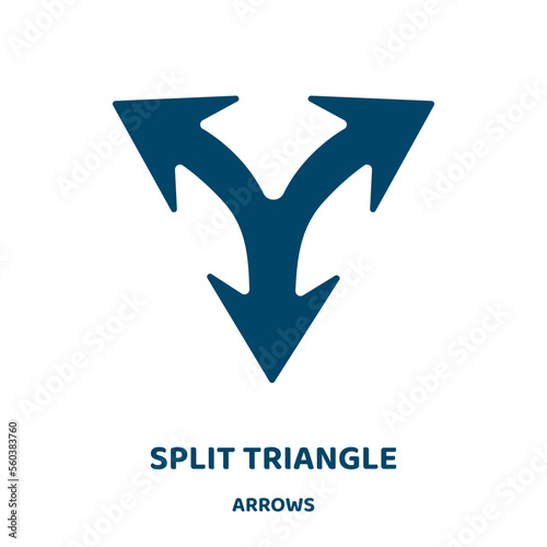 split triangle vector icon from arrows collection. split filled flat symbol for mobile concept and web design. Black triangle glyph icon. Isolated sign, logo illustration. Vector graphics.