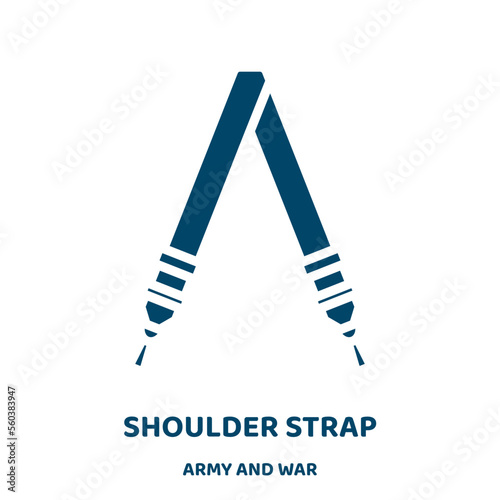 shoulder strap vector icon from army and war collection. shoulder filled flat symbol for mobile concept and web design. Black strap glyph icon. Isolated sign, logo illustration. Vector graphics.