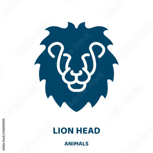 lion head vector icon from animals collection. template filled flat symbol for mobile concept and web design. Black head glyph icon. Isolated sign, logo illustration. Vector graphics.