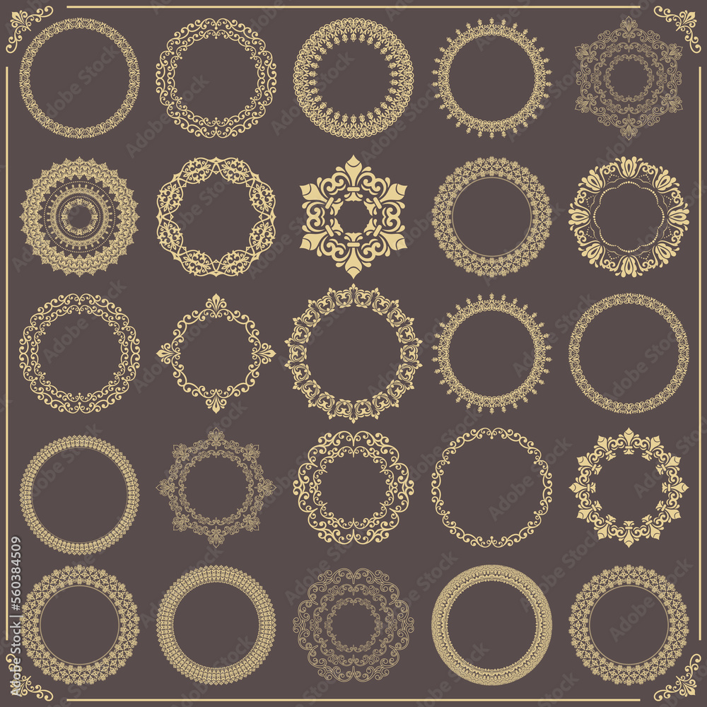 Vintage set of vector round elements. Different elements for design ...