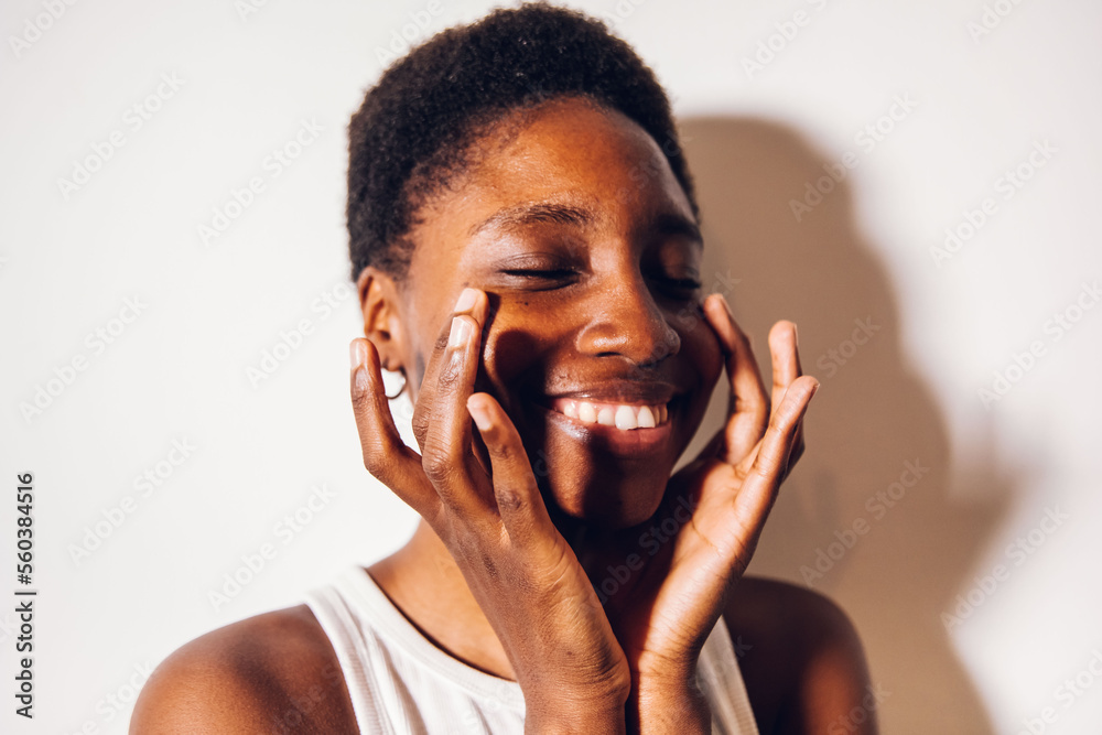 black woman portrait showing his face black woman portrait showing his face
