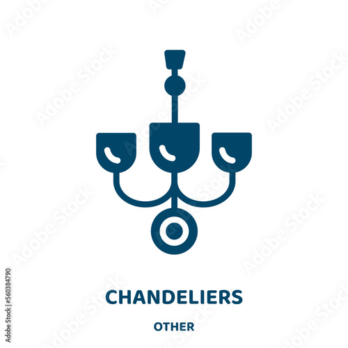 chandeliers vector icon from other collection. chandelier filled flat symbol for mobile concept and web design. Black lamp glyph icon. Isolated sign, logo illustration. Vector graphics.