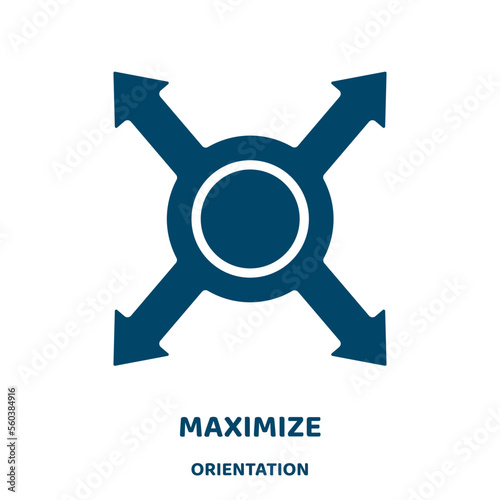 maximize vector icon from orientation collection. internet filled flat symbol for mobile concept and web design. Black minimize glyph icon. Isolated sign, logo illustration. Vector graphics.