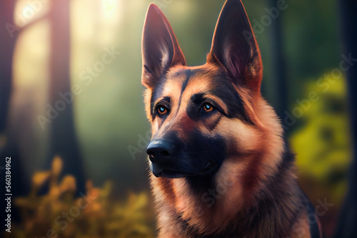 Purebred German Shepherd Dog. Generative AI.