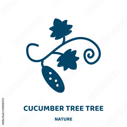 cucumber tree tree vector icon from nature collection. cucumber filled flat symbol for mobile concept and web design. Black tree glyph icon. Isolated sign, logo illustration. Vector graphics.
