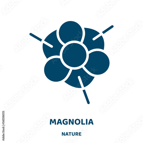 magnolia vector icon from nature collection. floral filled flat symbol for mobile concept and web design. Black plant glyph icon. Isolated sign, logo illustration. Vector graphics.