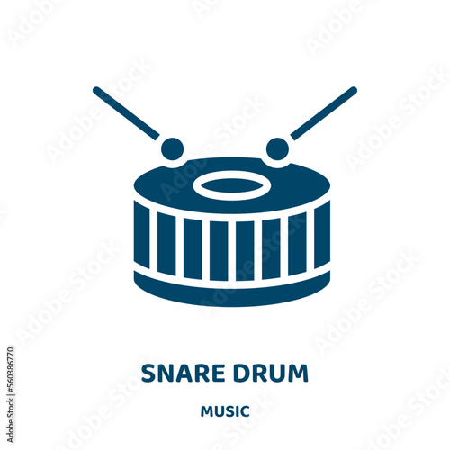 snare drum vector icon from music collection. sound filled flat symbol for mobile concept and web design. Black concert glyph icon. Isolated sign, logo illustration. Vector graphics.