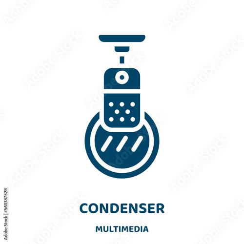 condenser vector icon from multimedia collection. water filled flat symbol for mobile concept and web design. Black liquid glyph icon. Isolated sign, logo illustration. Vector graphics.