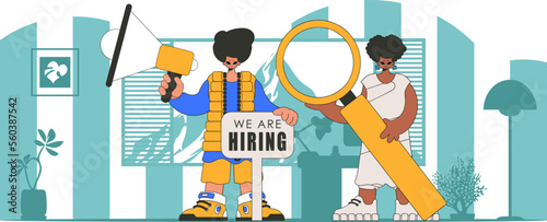 Man and woman workers in the field of personnel search.