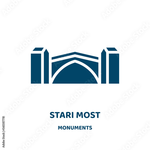 stari most vector icon from monuments collection. building filled flat symbol for mobile concept and web design. Black stari glyph icon. Isolated sign, logo illustration. Vector graphics.