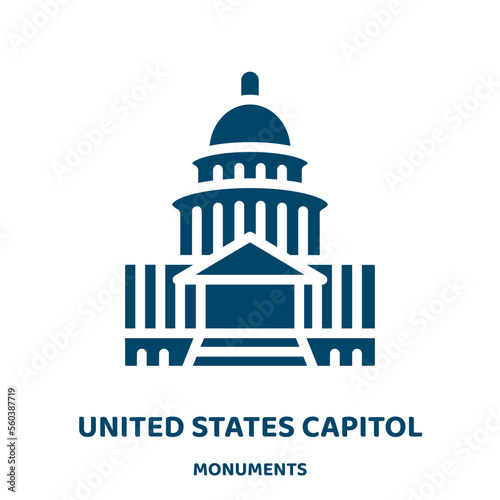 united states capitol vector icon from monuments collection. usa filled flat symbol for mobile concept and web design. Black america glyph icon. Isolated sign, logo illustration. Vector graphics.