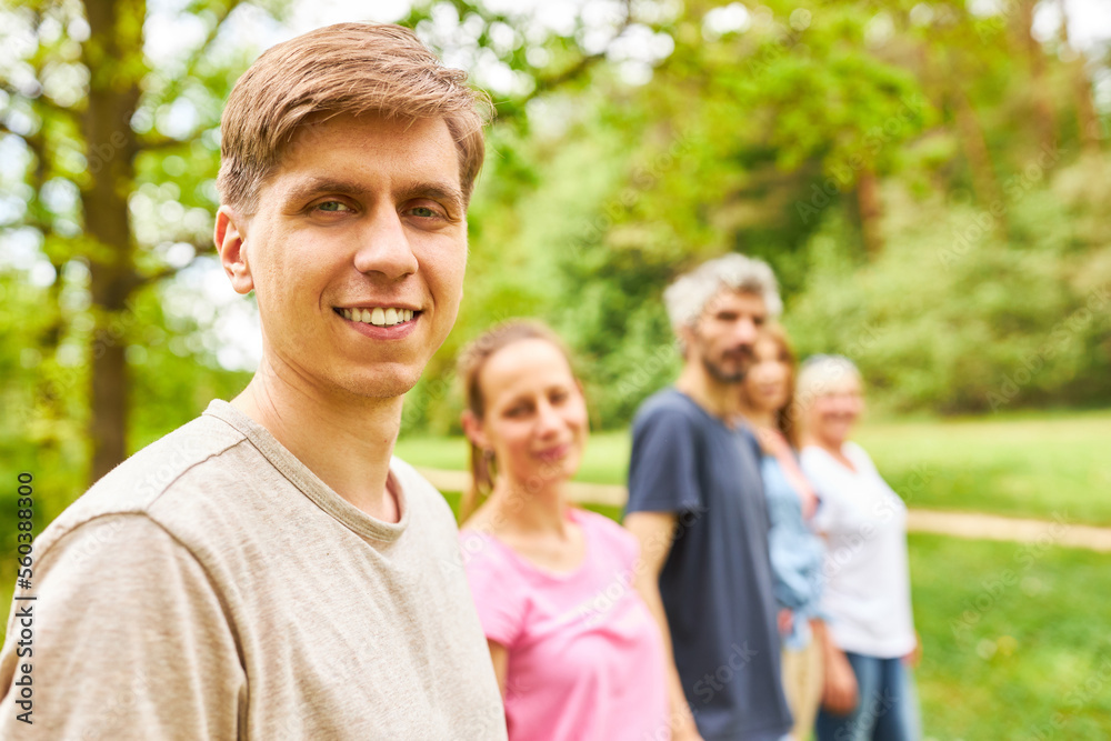 Student with friends on a trip in nature