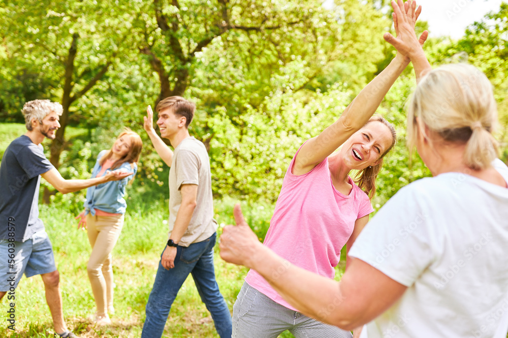 Fototapeta premium Group of young people rejoices in a success