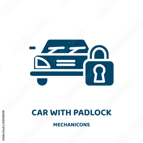 car with padlock vector icon from mechanicons collection. padlock filled flat symbol for mobile concept and web design. Black lock glyph icon. Isolated sign, logo illustration. Vector graphics. photo