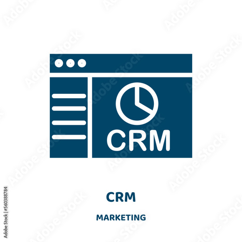 crm vector icon from marketing collection. business filled flat symbol for mobile concept and web design. Black data glyph icon. Isolated sign, logo illustration. Vector graphics.