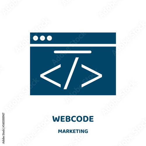 webcode vector icon from marketing collection. marketing filled flat symbol for mobile concept and web design. Black character glyph icon. Isolated sign, logo illustration. Vector graphics. photo