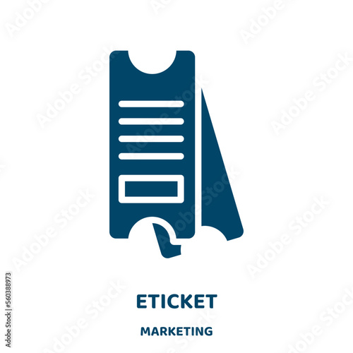 eticket vector icon from marketing collection. flight filled flat symbol for mobile concept and web design. Black book glyph icon. Isolated sign, logo illustration. Vector graphics.