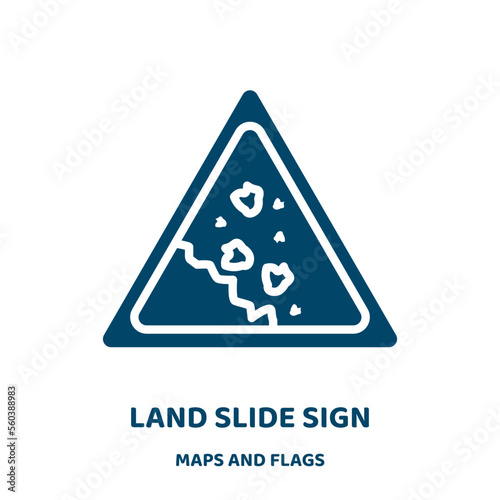 land slide sign vector icon from maps and flags collection. forest filled flat symbol for mobile concept and web design. Black sliding glyph icon. Isolated sign, logo illustration. Vector graphics.