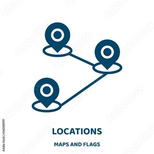 locations vector icon from maps and flags collection. location filled flat symbol for mobile concept and web design. Black navigation glyph icon. Isolated sign, logo illustration. Vector graphics.