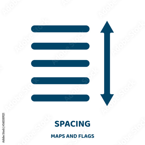 spacing vector icon from maps and flags collection. space filled flat symbol for mobile concept and web design. Black business glyph icon. Isolated sign, logo illustration. Vector graphics.