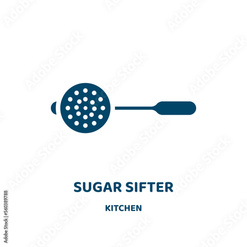 sugar sifter vector icon from kitchen collection. flour filled flat symbol for mobile concept and web design. Black sugar glyph icon. Isolated sign, logo illustration. Vector graphics.