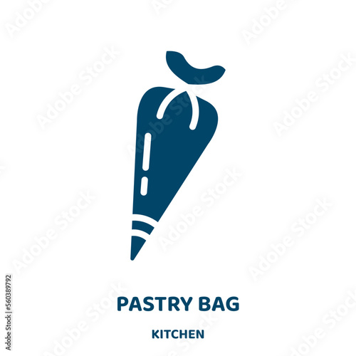 pastry bag vector icon from kitchen collection. bag filled flat symbol for mobile concept and web design. Black cake glyph icon. Isolated sign, logo illustration. Vector graphics.