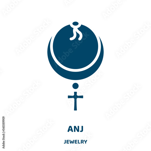 anj vector icon from jewelry collection. ankh filled flat symbol for mobile concept and web design. Black pharaoh glyph icon. Isolated sign, logo illustration. Vector graphics.