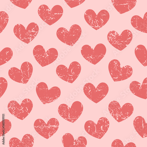 Vector seamless pattern with textured hearts. Cute design for fabric  wrapping  wallpaper for Valentine s Day.