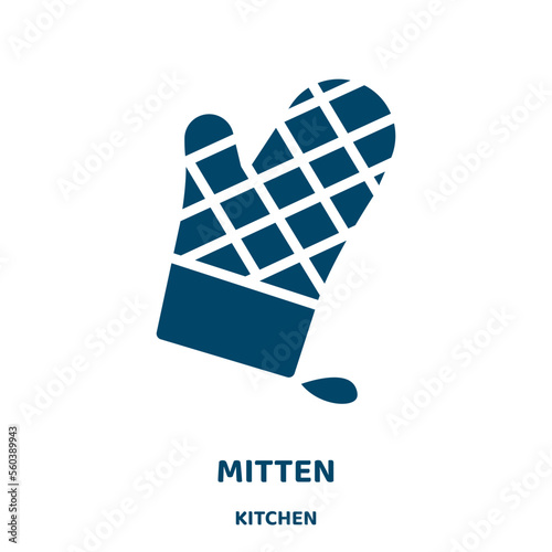 mitten vector icon from kitchen collection. mittens filled flat symbol for mobile concept and web design. Black season glyph icon. Isolated sign, logo illustration. Vector graphics.