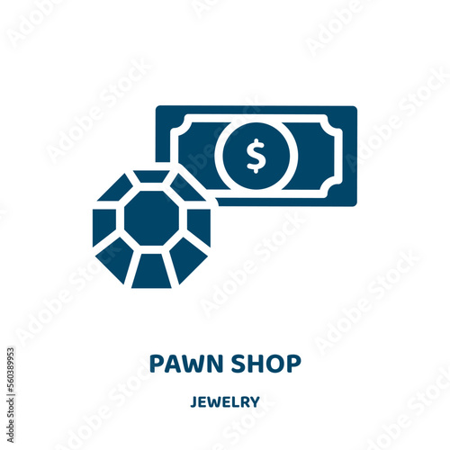 pawn shop vector icon from jewelry collection. pawn filled flat symbol for mobile concept and web design. Black shop glyph icon. Isolated sign, logo illustration. Vector graphics.