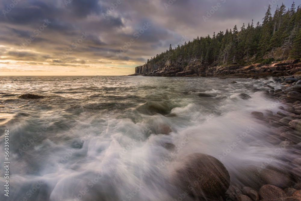 Otter Cliffs at sunrise from Boulder Beach, Acadia National Park, Maine, USA Otter Cliffs at sunrise from Boulder Beach, Acadia National Park, Maine, USA