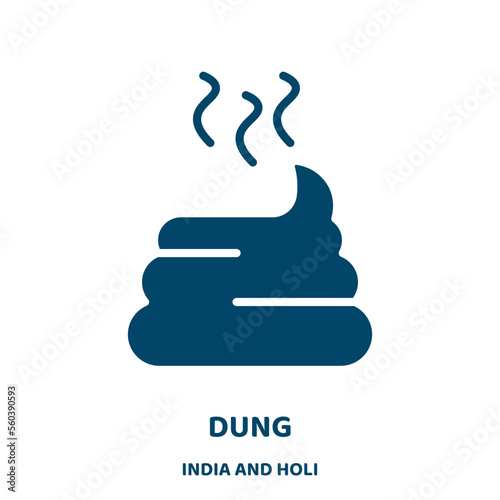 dung vector icon from india and holi collection. cartoon filled flat symbol for mobile concept and web design. Black pile glyph icon. Isolated sign, logo illustration. Vector graphics.