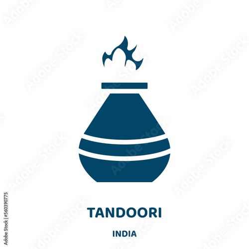 tandoori vector icon from india collection. indian filled flat symbol for mobile concept and web design. Black cuisine glyph icon. Isolated sign, logo illustration. Vector graphics.