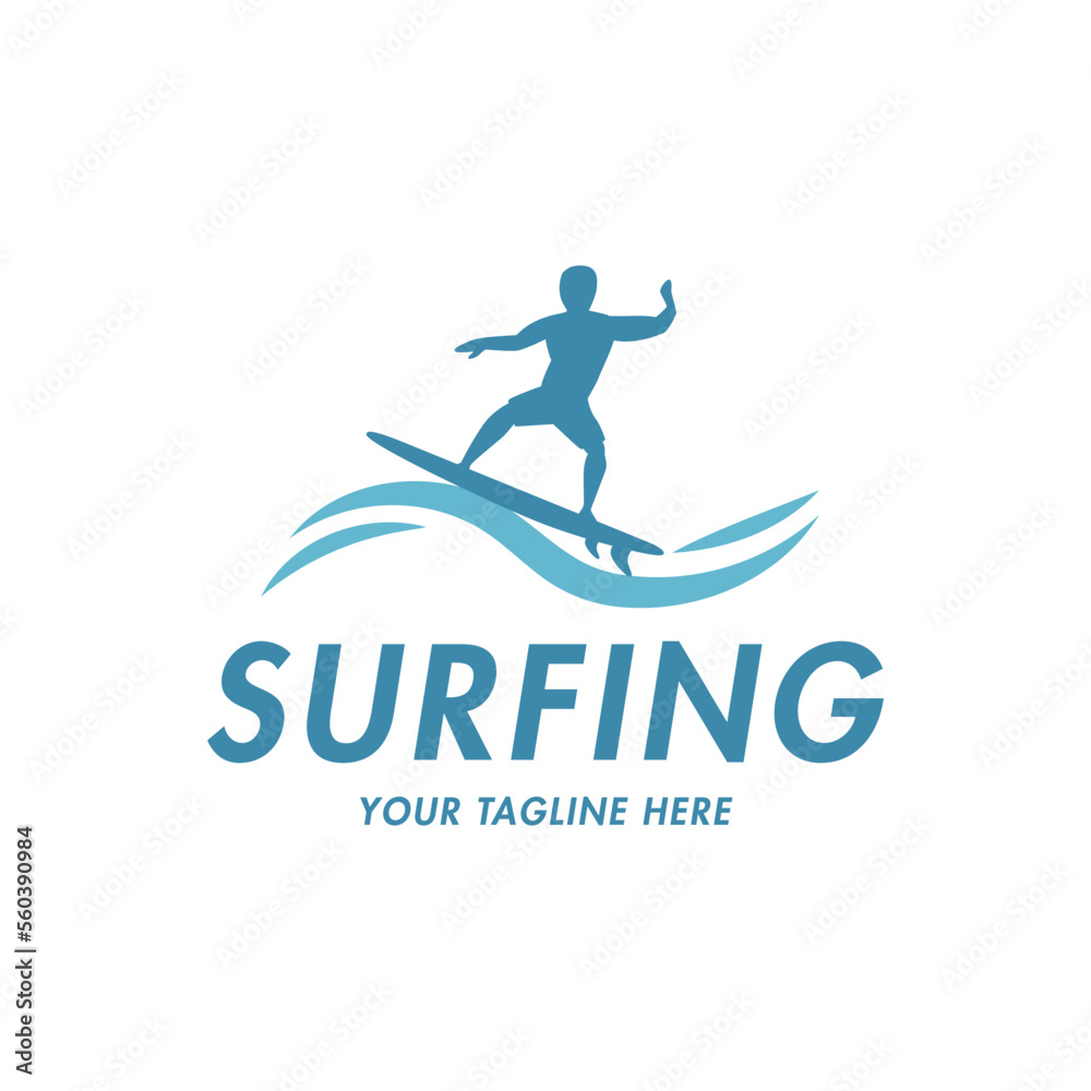 Fototapeta premium Surfing Corner label vector eps 10 isolated on white background