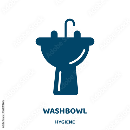 washbowl vector icon from hygiene collection. water filled flat symbol for mobile concept and web design. Black equipment glyph icon. Isolated sign, logo illustration. Vector graphics.