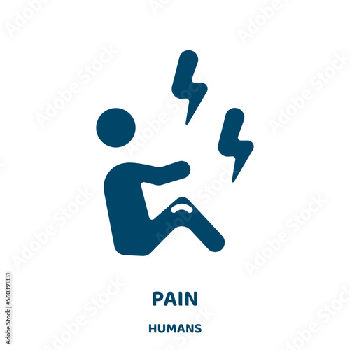 pain vector icon from humans collection. medical filled flat symbol for mobile concept and web design. Black disease glyph icon. Isolated sign, logo illustration. Vector graphics.