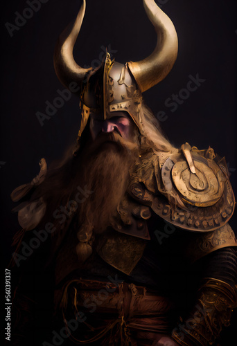 Fototapeta viking warrior king.  Generative AI .