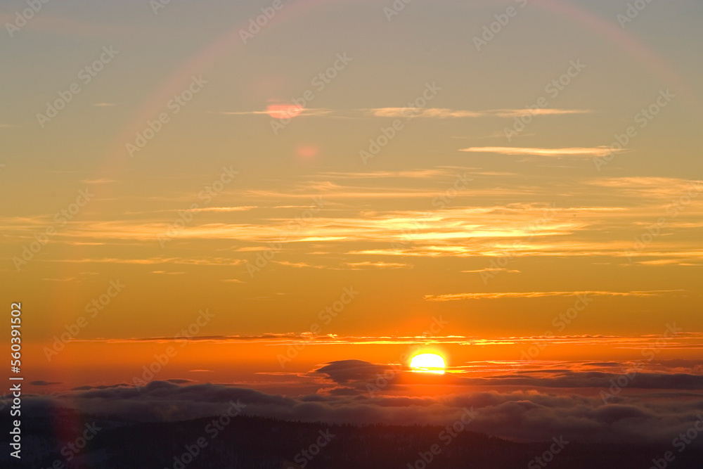 Sunset from the top of the ski area near Kirkwood, California. Sunset from the top of the ski area near Kirkwood, California.