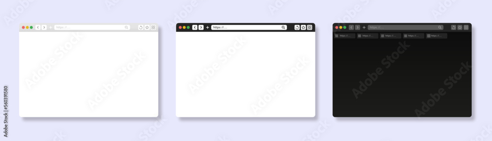 Browser window interface. Web page template. Ui design wireframe. Mockup desktop computer screen in website page. Vector illustration.  - obrazy, fototapety, plakaty 