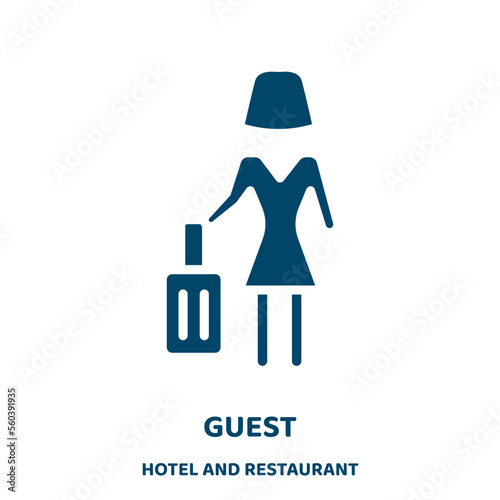 guest vector icon from hotel and restaurant collection. business filled flat symbol for mobile concept and web design. Black service glyph icon. Isolated sign, logo illustration. Vector graphics.
