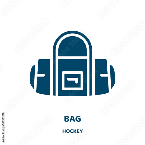 bag vector icon from hockey collection. market filled flat symbol for mobile concept and web design. Black commerce glyph icon. Isolated sign, logo illustration. Vector graphics.