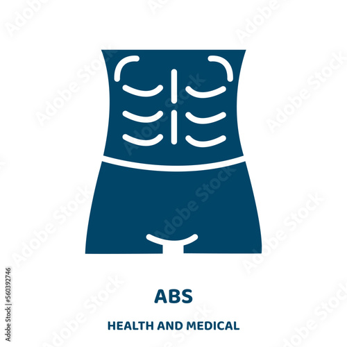 abs vector icon from health and medical collection. ab filled flat symbol for mobile concept and web design. Black body glyph icon. Isolated sign, logo illustration. Vector graphics.