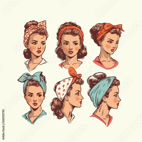 Cartoon retro headband bandanas. Isolated on background. Cartoon flat vector illustration