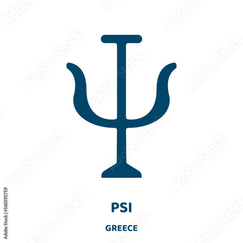 psi vector icon from greece collection. education filled flat symbol for mobile concept and web design. Black greek glyph icon. Isolated sign, logo illustration. Vector graphics.