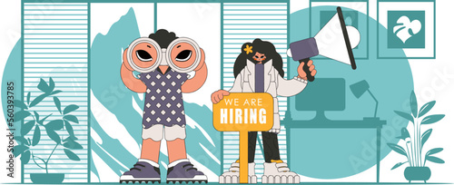 The girl and the guy are specialists Attracting and searching for personnel.