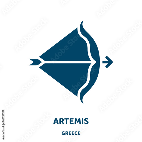 artemis vector icon from greece collection. greek filled flat symbol for mobile concept and web design. Black character glyph icon. Isolated sign, logo illustration. Vector graphics.