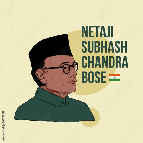 Indian freedom fighter Netaji Subhash Chandra Bose vector Art