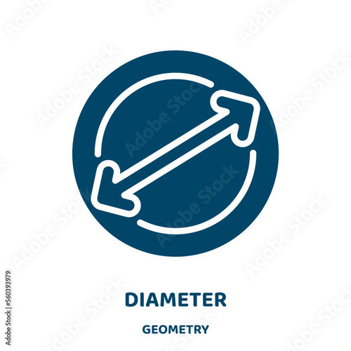 diameter vector icon from geometry collection. vector filled flat symbol for mobile concept and web design. Black engineering glyph icon. Isolated sign, logo illustration. Vector graphics.