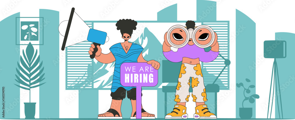 Fototapeta premium The girl and the guy are HR specialists. Human resource and recruitment.